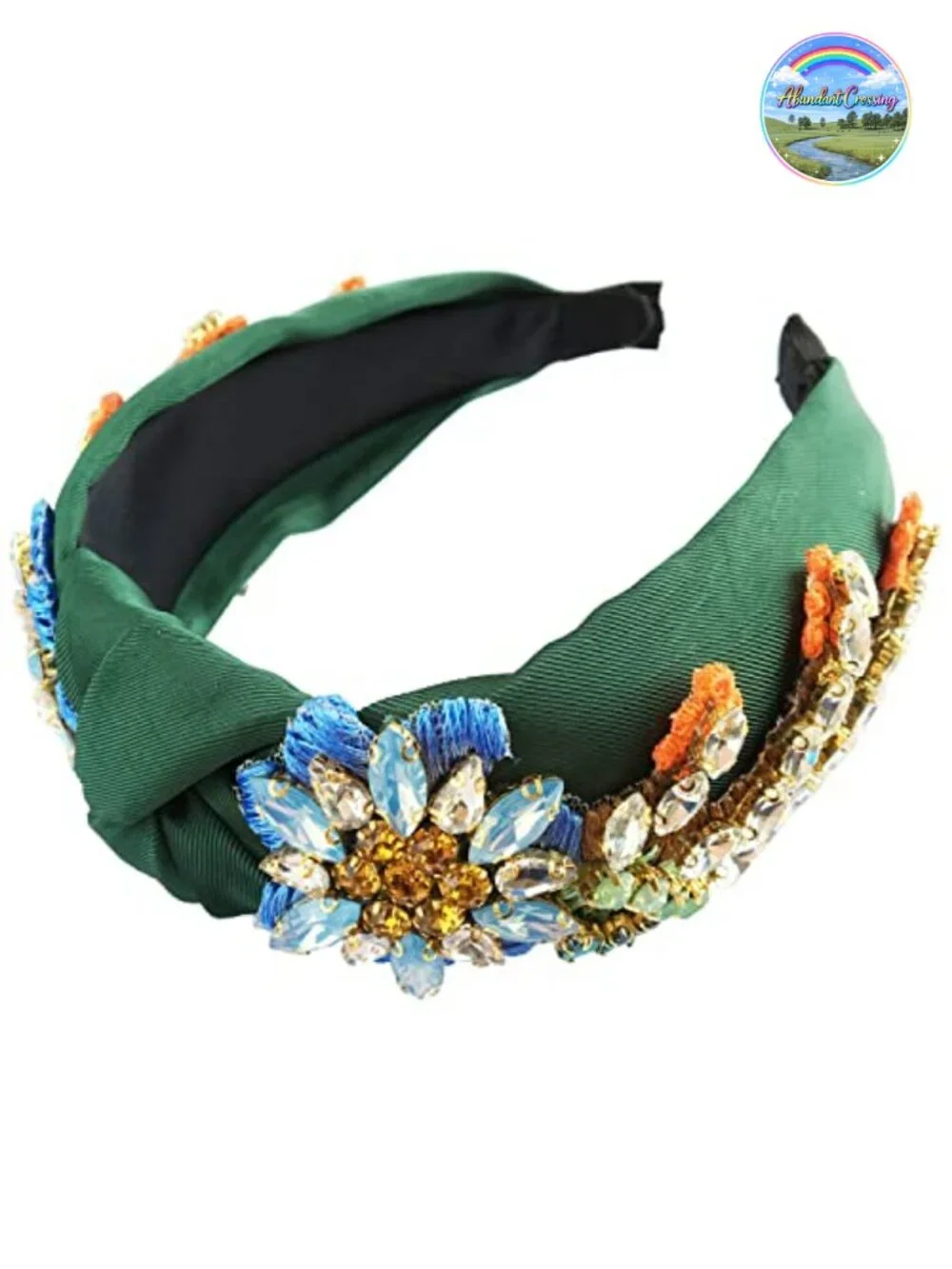 Baroque Rhinestone Crystal Headband - Embroidered Satin Hair Accessory